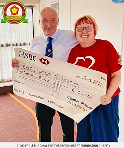 £1000 FROM THE CMA FOR THE BRITISH HEART FOUNDATION CHARITY