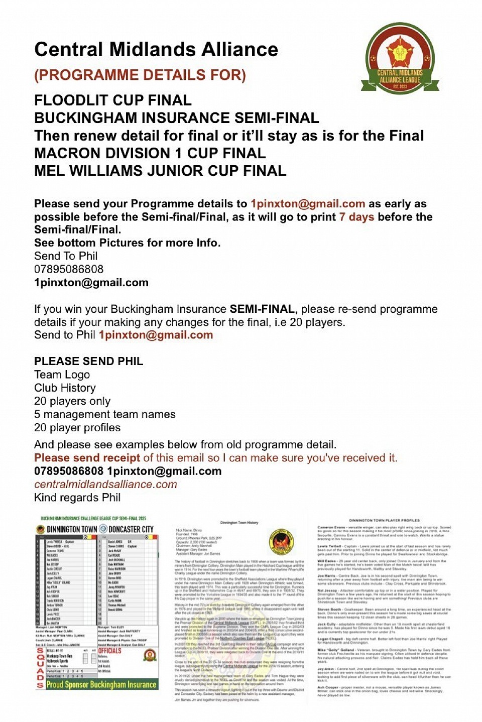 SEMI-FINAL AND FINAL PROGRAMMES